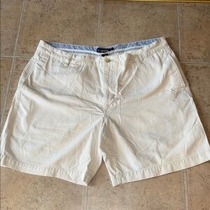 Chaps Cream Flat Front Shorts Classic Style